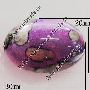 Spray-Painted Acrylic Beads, Oval 30x20mm Hole:4mm, Sold by Bag