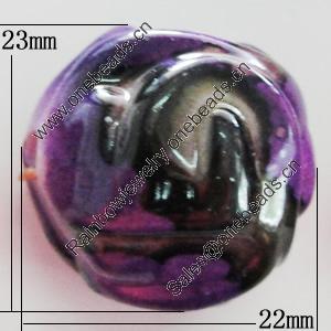 Spray-Painted Acrylic Beads, 23x22mm Hole:4mm, Sold by Bag