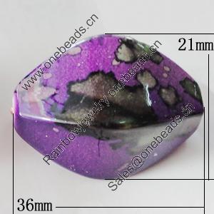 Spray-Painted Acrylic Beads, 36x21mm Hole:2mm, Sold by Bag