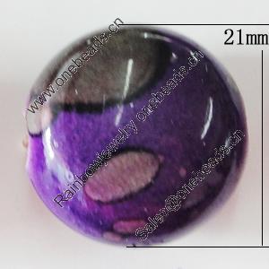 Spray-Painted Acrylic Beads, Flat Round 21mm Hole:4mm, Sold by Bag