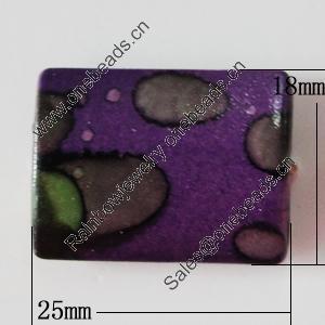 Spray-Painted Acrylic Beads, Rectangle 25x18mm Hole:2.5mm, Sold by Bag