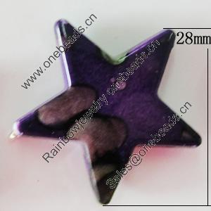 Spray-Painted Acrylic Beads, Star 28x28mm Hole:2mm, Sold by Bag