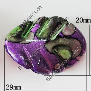 Spray-Painted Acrylic Beads, Leaf 29x20mm Hole:1.5mm, Sold by Bag