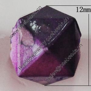 Spray-Painted Acrylic Beads, Cube 12mm Hole:4mm, Sold by Bag