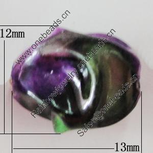 Spray-Painted Acrylic Beads, 13x12mm Hole:2mm, Sold by Bag