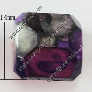 Spray-Painted Acrylic Beads, Faceted Square 14mm Sold by Bag
