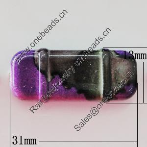 Spray-Painted Acrylic Beads, Rectangle 31x13mm Sold by Bag