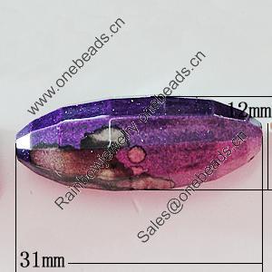 Spray-Painted Acrylic Beads, Faceted Oval 31x12mm Sold by Bag
