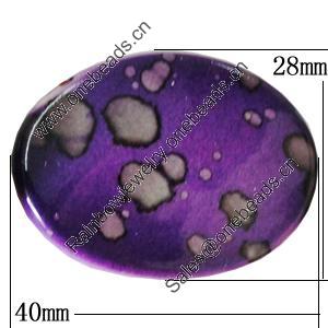 Spray-Painted Acrylic Beads, Flat Oval 40x28mm Hole:1.5mm, Sold by Bag