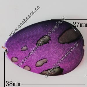 Spray-Painted Acrylic Beads, Flat Teardrop 38x27mm Hole:1.5mm, Sold by Bag