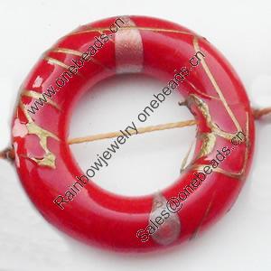 Spray-Painted Acrylic Beads, Donut, 25mm Sold by Bag