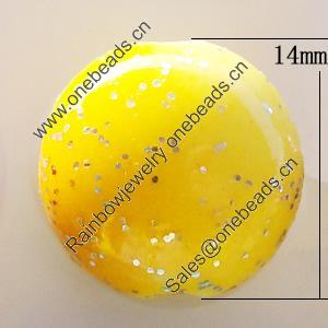 Spray-Painted Acrylic Beads, Flat Round 14mm, Sold by Bag 