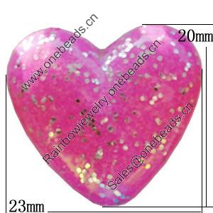Spray-Painted Acrylic Beads, Heart 23x20mm, Sold by Bag 