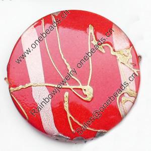 Spray-Painted Acrylic Beads, Flat Round, 41mm Sold by Bag