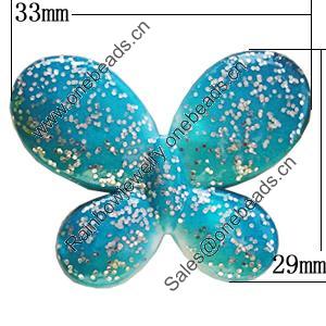 Spray-Painted Acrylic Beads, Butterfly 29x23mm, Sold by Bag 
