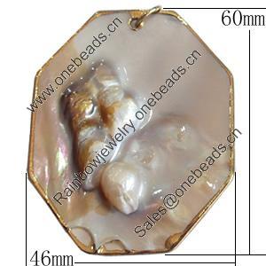 Shell Pendant, Polygon, 46x60mm, Sold by PC