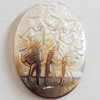 Carved Shell Cabochons, Flat Oval, 21x28mm, Sold by PC