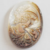 Carved Shell Cabochons, Flat Oval, 21x30mm, Sold by PC