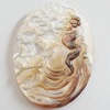 Carved Shell Cabochons, Flat Oval, 28x38mm, Sold by PC
