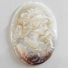 Carved Shell Cabochons, Flat Oval, 29x40mm, Sold by PC