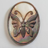 Carved Shell Cabochons, Flat Oval, 28x38mm, Sold by PC