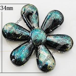 Spray-Painted Acrylic Beads, Flower 34mm, Sold by Bag 