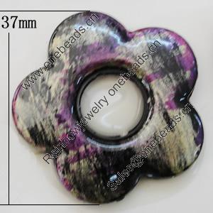 Spray-Painted Acrylic Beads, Flower 37mm, Sold by Bag 