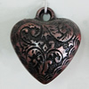 Red Bronze Acrylic Pendant, Heart 23x25mm, Sold by Bag 