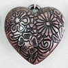 Red Bronze Acrylic Pendant, Heart 35x33mm, Sold by Bag 