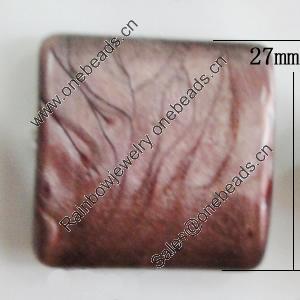 Red Bronze Acrylic Beads, Square 27mm, Sold by Bag 