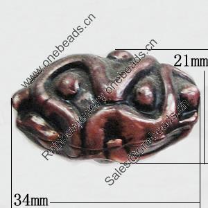Red Bronze Acrylic Beads, 34x21mm, Sold by Bag 