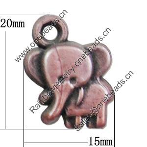 Red Bronze Acrylic Pendant, Elephant 15x20mm, Sold by Bag 