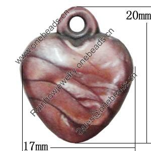Red Bronze Acrylic Pendant, Heart 17x20mm, Sold by Bag 