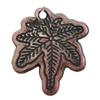 Red Bronze Acrylic Pendant, leaf 20x21mm, Sold by Bag 