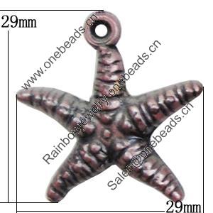 Red Bronze Acrylic Pendant, Star 29x29mm, Sold by Bag