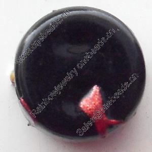 Spray-Painted Acrylic Beads, Flat Round, 11mm, Sold by Bag