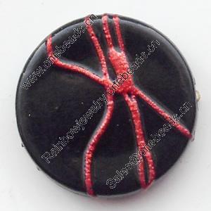 Spray-Painted Acrylic Beads, Flat Round, 17mm, Sold by Bag