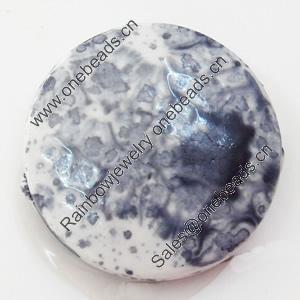 Spray-Painted Acrylic Beads, Flat Round, 20mm, Sold by Bag
