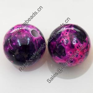 Spray-Painted Acrylic Beads, Round, 12mm, Sold by Bag