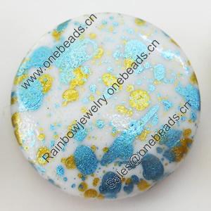 Spray-Painted Acrylic Beads, Flat Round, 32mm, Sold by Bag