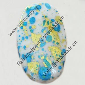 Spray-Painted Acrylic Beads, Flat Oval, 19x33mm, Sold by Bag