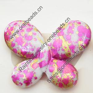 Spray-Painted Acrylic Beads, Butterfly, 29x33mm, Sold by Bag