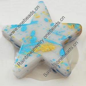 Spray-Painted Acrylic Beads, Star, 28mm, Sold by Bag