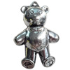 Antique Silver Acrylic Pendant, Bear, 38x57mm, Sold by Bag