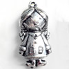 Antique Silver Acrylic Pendant, 25x54mm, Sold by Bag