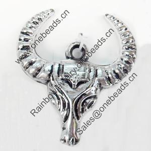 Antique Silver Acrylic Pendant, 36x41mm, Sold by Bag
