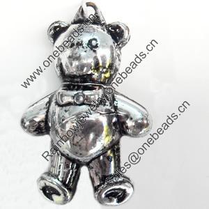 Antique Silver Acrylic Pendant, 25x38mm, Sold by Bag
