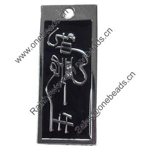 Pendant Zinc Alloy Jewelry Findings, Nobelium Plated, Rectangle, 16x37mm, Sold by PC