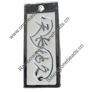 Pendant Zinc Alloy Jewelry Findings, Nobelium Plated, Rectangle, 16x37mm, Sold by PC