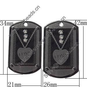 Pendant Zinc Alloy Jewelry Findings, Nobelium Plated, 21x34mm,26x42mm Sold by Pair